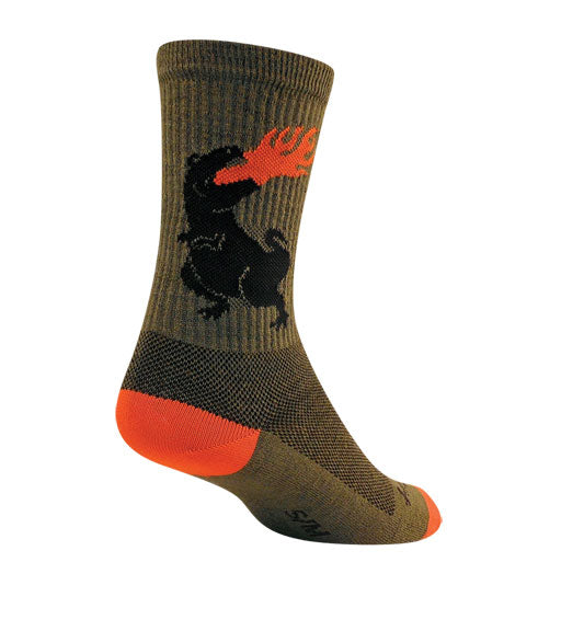 SockGuy Wool Dinosaur Sock: Green LG/XL