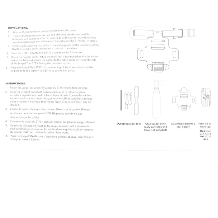 Cannondale Stash Kit V1 for 2021+ Scalpel Tool Kit w/ Dynaplug Racer CP9101U10OS