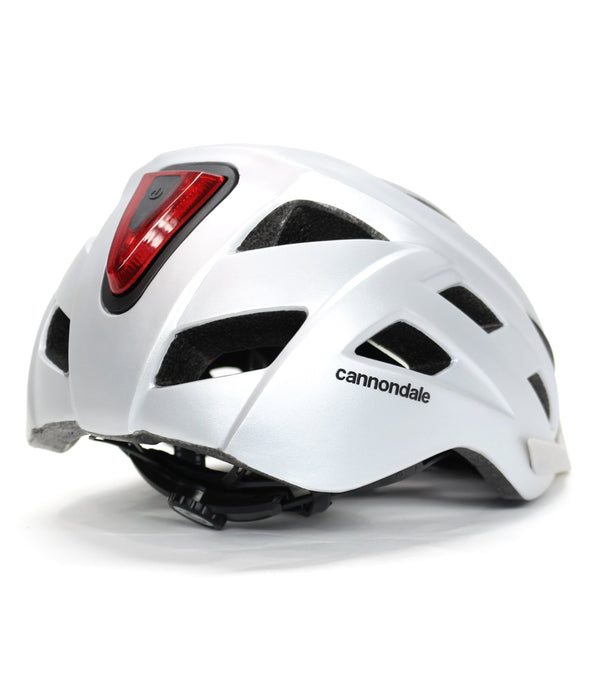 Cannondale Quick Adult Cycling Helmet w/ LED Light Silver Small/Medium