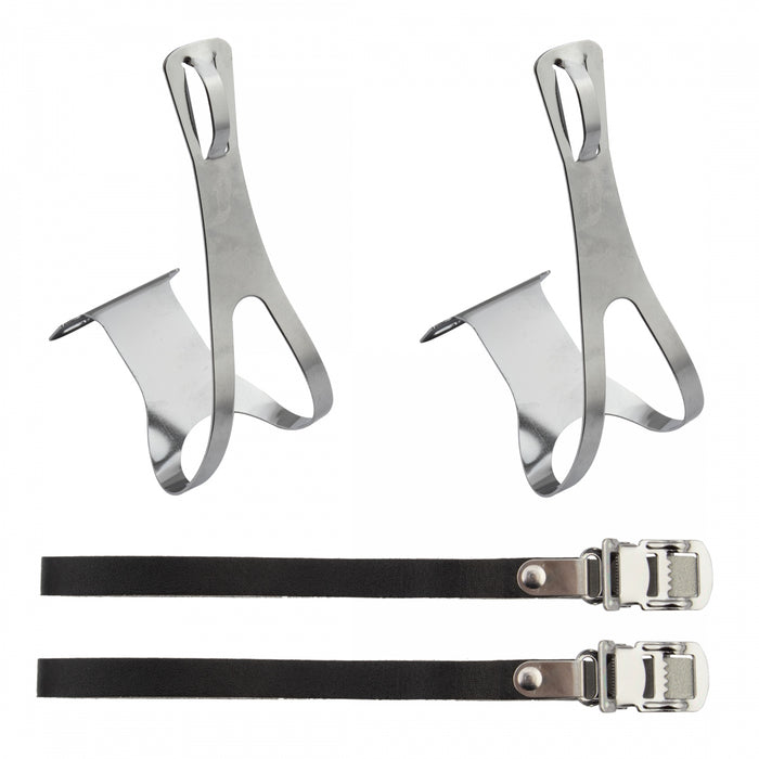 SUNLITE Racing Toe Clips Large Chrome Plated for Bicycle Pedals