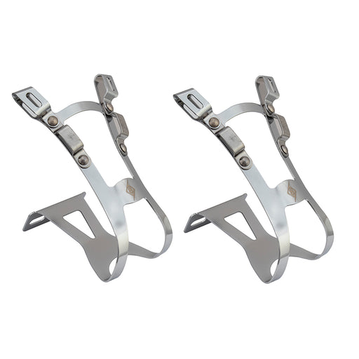 ORIGIN8 Double Barrel Toe Clips Large (70mm Depth) Chrome for Bicycle Pedals