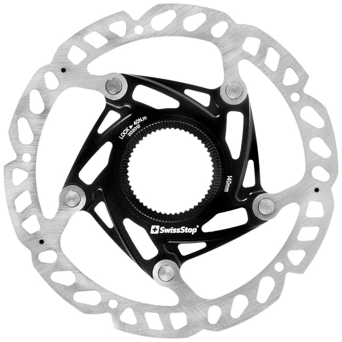 SwissStop Catalyst Race Disc Rotor - 140mm, CenterLock, Silver/Black