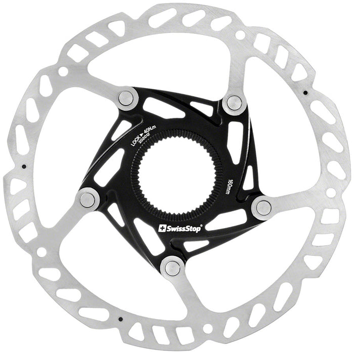 SwissStop Catalyst Race Disc Rotor - 160mm, CenterLock, Silver/Black