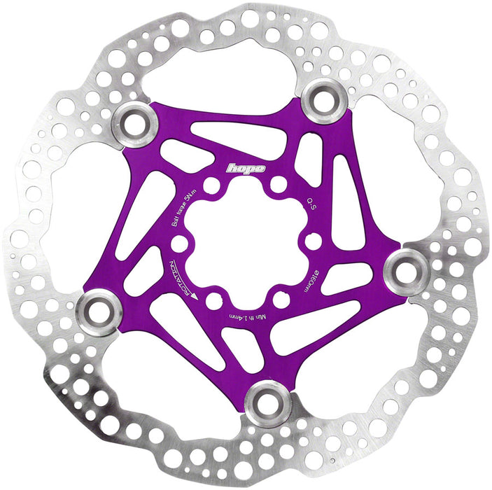 Hope Floating Disc Brake Rotor - 160mm, 6-Bolt, Purple