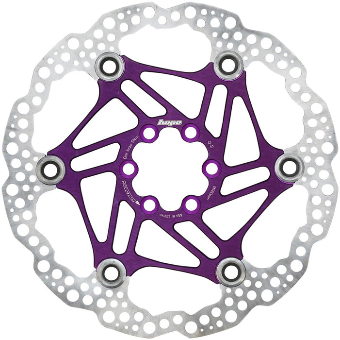 Hope Floating Disc Brake Rotor - 180mm, 6-Bolt, Purple