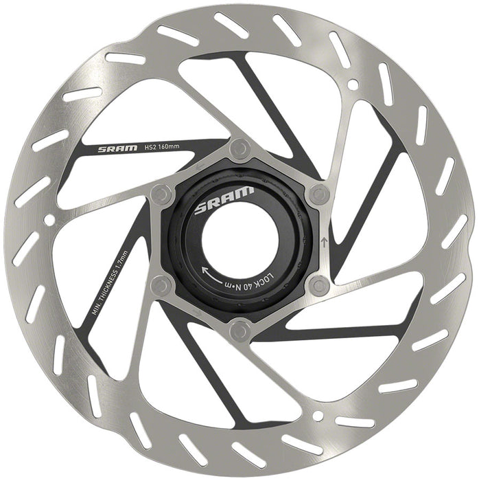 SRAM HS2 Disc Brake Rotor - 160mm, Center Lock, Rounded, Silver/Black