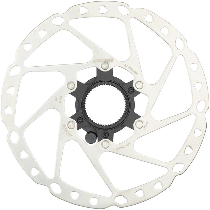 Shimano STEPS RT-EM600-M Disc Brake Rotor with Integrated Speed Sensor Magnet - 180mm, Center Lock, For eBike, Silver