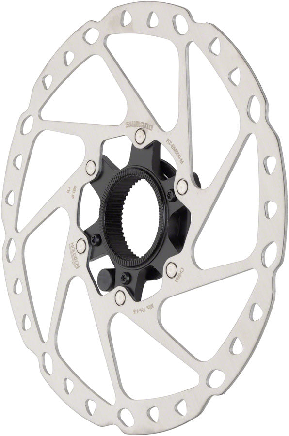 Shimano STEPS RT-EM600-M Disc Brake Rotor with Integrated Speed Sensor Magnet - 180mm, Center Lock, For eBike, Silver