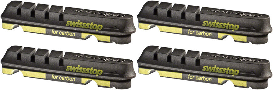 SwissStop Flash EVO Set of 4 SRAM/Compatible with Shimano Rim Brake Inserts, Black Prince Compound