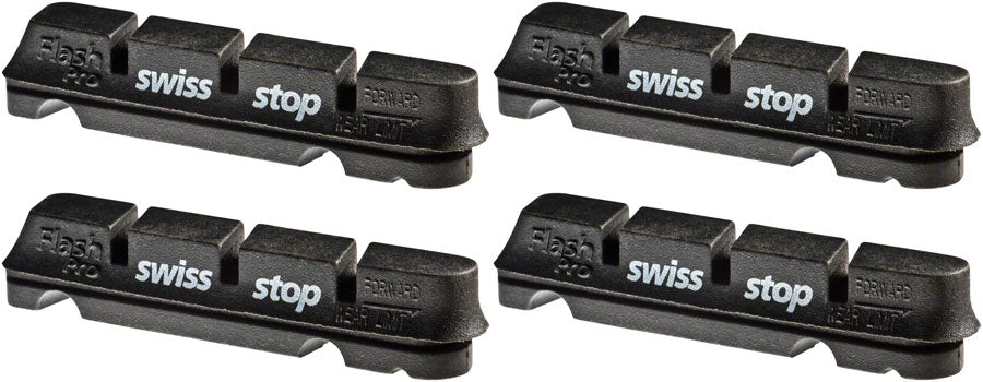 SwissStop FlashPro Set of 4 SRAM/Compatible with Shimano Rim Brake Inserts, Original Black Compound