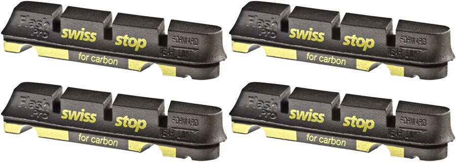 SwissStop FlashPro Set of 4 SRAM/Compatible with Shimano Rim Brake Inserts, Black Prince Compound