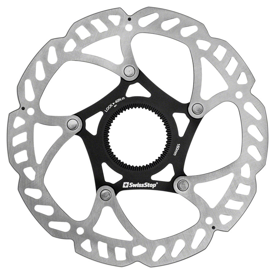 SwissStop Catalyst Pro Disc Brake Rotor - 160mm, Center-Lock, Silver/Black