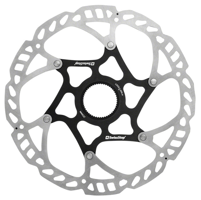 SwissStop Catalyst Pro Disc Brake Rotor - 203mm, Center-Lock, Silver/Black