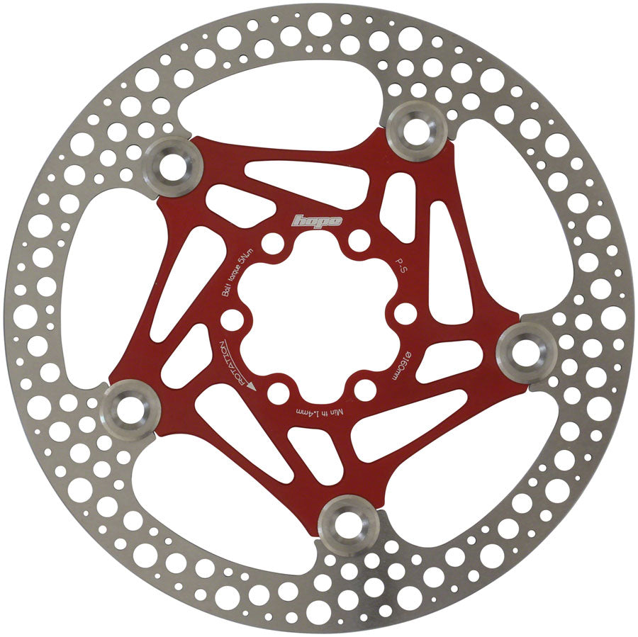 Hope Floating Road Disc Brake Rotor - 160mm, 6-Bolt, Red