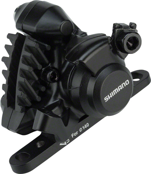 Shimano BR-RS305 Front Flat-Mount Disc Brake Caliper with Resin Pads with Fins and Adaptor for 140/160mm Rotor