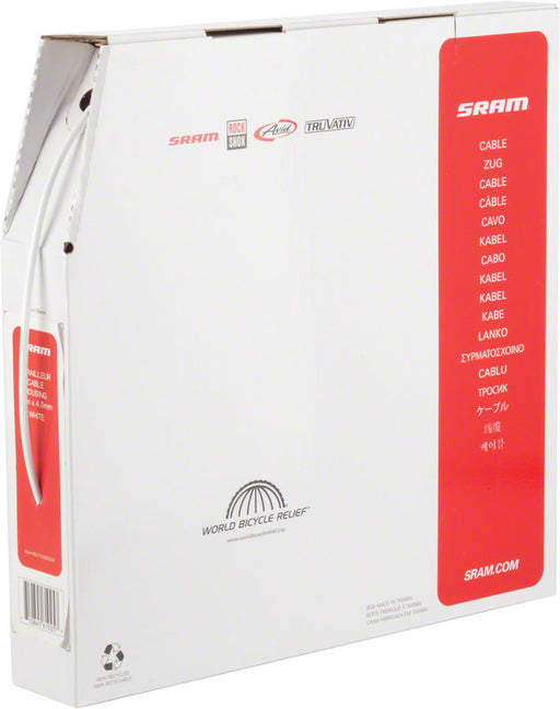 SRAM 4mm Derailleur Cable Housing White, 30 Meter Filebox
