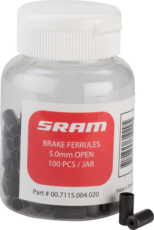 SRAM 5mm Brake Cable Housing Ferrules Black, 100-count Jar