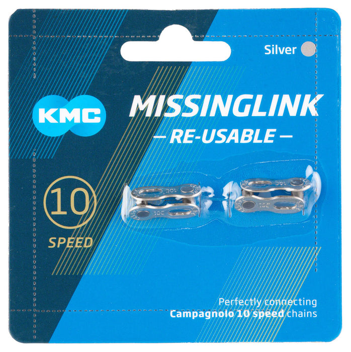 KMC MissingLink CL559CR Connector for Campagnolo - 10-Speed, Reusable, Silver, 2 Pairs/Card