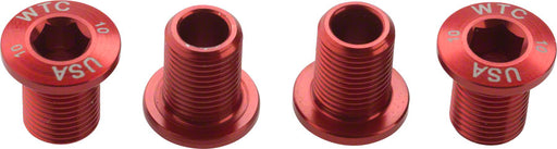 Wolf Tooth Set of Chainring Bolts for 104 x 30T rings (10 mm long) 4-Pieces, Red