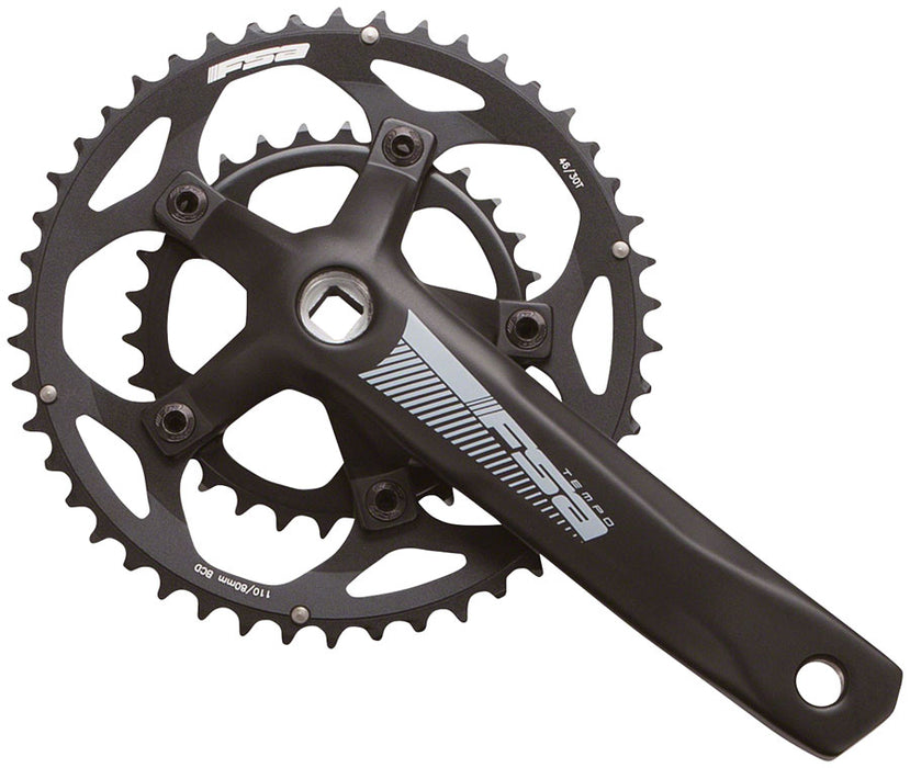 FSA (Full Speed Ahead) Tempo Crankset - 172.5mm, 10/11-Speed, 46/30t, JIS Spindle Interface, Black