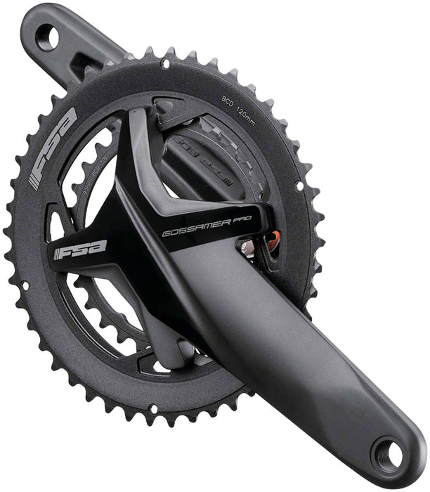 FSA (Full Speed Ahead) Gossamer Pro BB386EVO Crankset - 165mm, 10/11-Speed, 50/34t, 120/90 BCD, 386 EVO Spindle Interface, Black