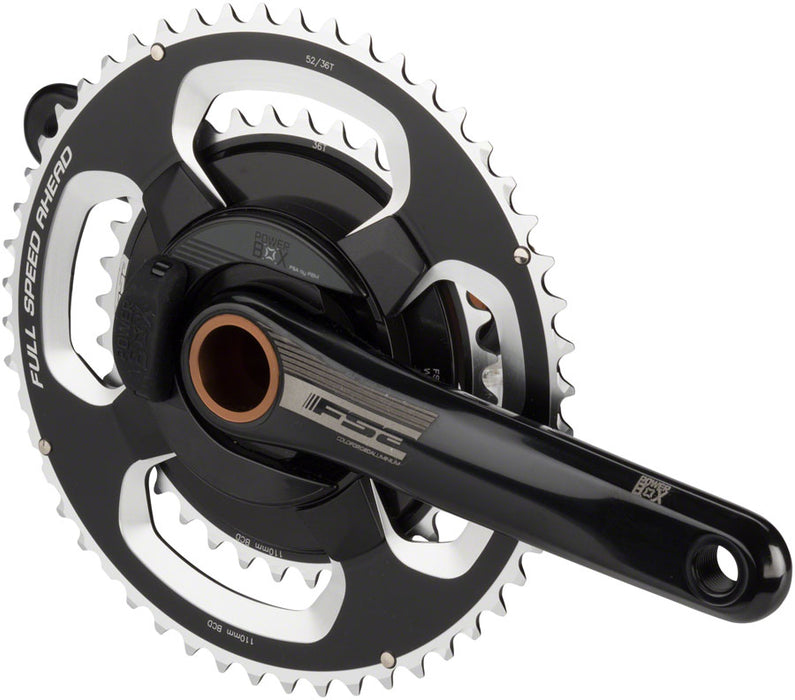 FSA (Full Speed Ahead) PowerBox Alloy Power Meter Crankset - 172.5mm, 11-Speed, 52/36t, 110 FSA ABS BCD, 392 EVO Spindle Interface, Black