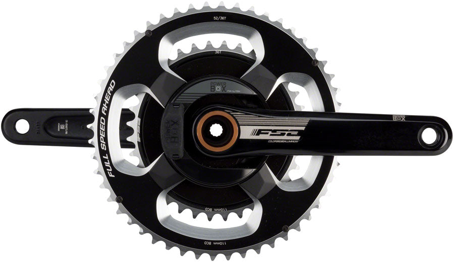 FSA (Full Speed Ahead) PowerBox Alloy Power Meter Crankset - 172.5mm, 11-Speed, 52/36t, 110 FSA ABS BCD, 392 EVO Spindle Interface, Black
