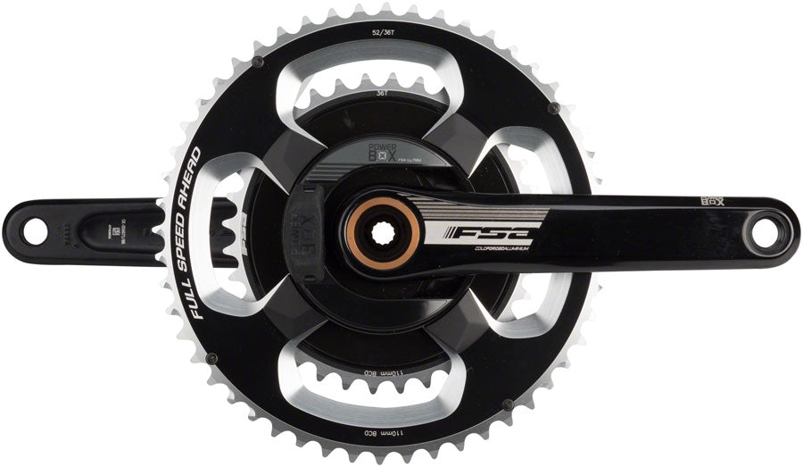 FSA (Full Speed Ahead) PowerBox Alloy Power Meter Crankset - 175mm, 11-Speed, 52/36t, 110 FSA ABS BCD, 392 EVO Spindle Interface, Black