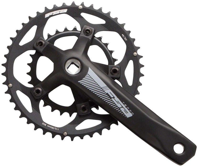 FSA (Full Speed Ahead) Tempo Adventure Crankset - 170mm, 10/11-Speed, 46/30t, 110/80 BCD, Square Taper JIS Spindle Interface, Black