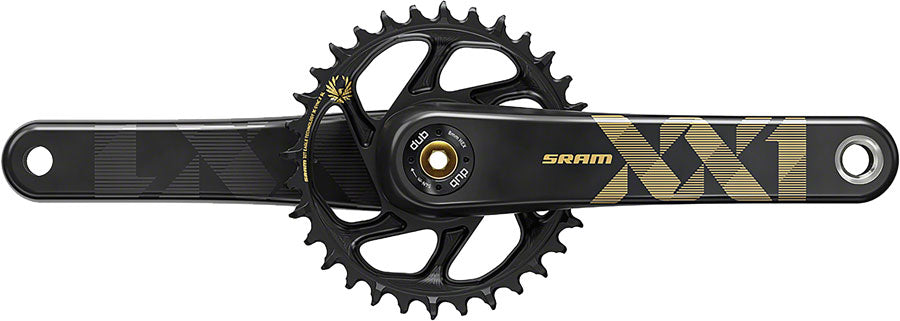 SRAM XX1 Eagle Carbon Crankset - 170mm, 12-Speed, 34t, Direct Mount, DUB Spindle Interface, Black/Gold