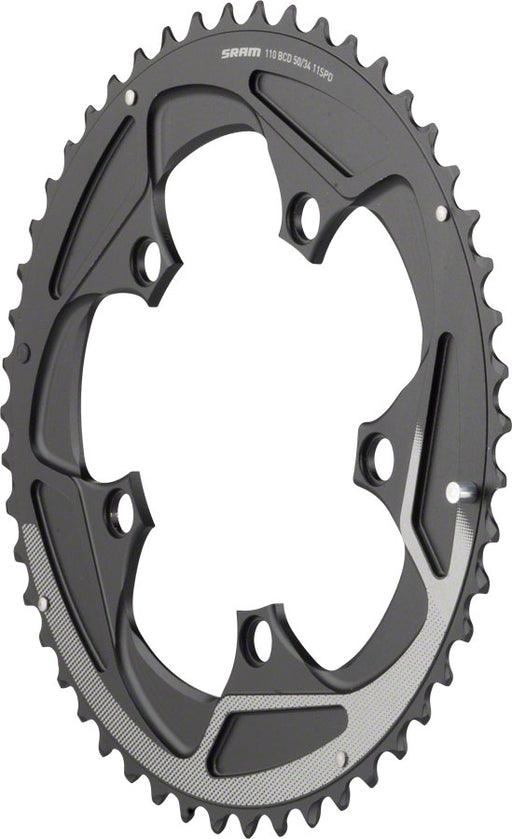 SRAM 50 Teeth 110mm BCD 11-Speed Yaw Chainring Black with Silver Trim, Use with 34T