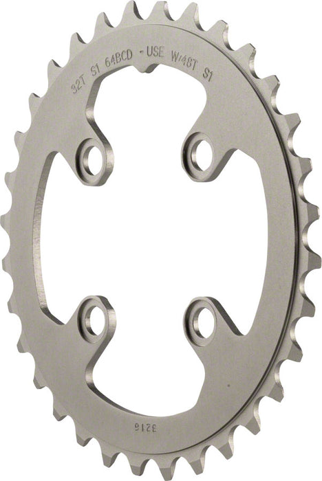 SRAM 32 Tooth 64mm BCD Aluminum Chainring, Gray, Use With 48T