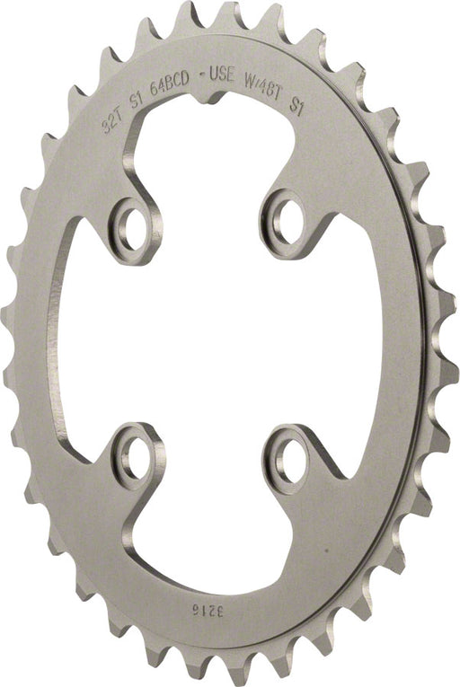 SRAM 32 Tooth 64mm BCD Aluminum Chainring, Gray, Use With 48T