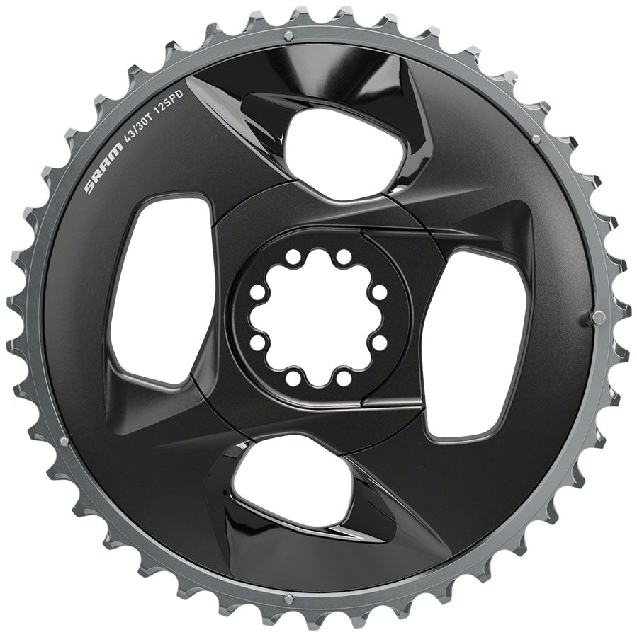 SRAM, Force AXS 2x, Chainring, Teeth: 43, Speed: 12, BCD: 94, Bolts: 4, Outer, Aluminum, Black