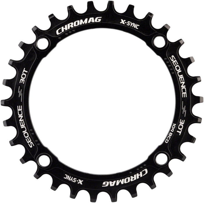 Chromag Sequence Chainring - 30t x 104 BCD, 4-Bolt, Threaded Bolt Holes