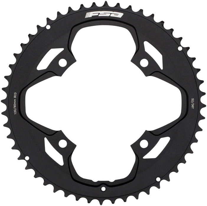 FSA Omega/Vero Pro Road Double Chainring - 52t, 120 BCD, Aluminum, N-11, Black