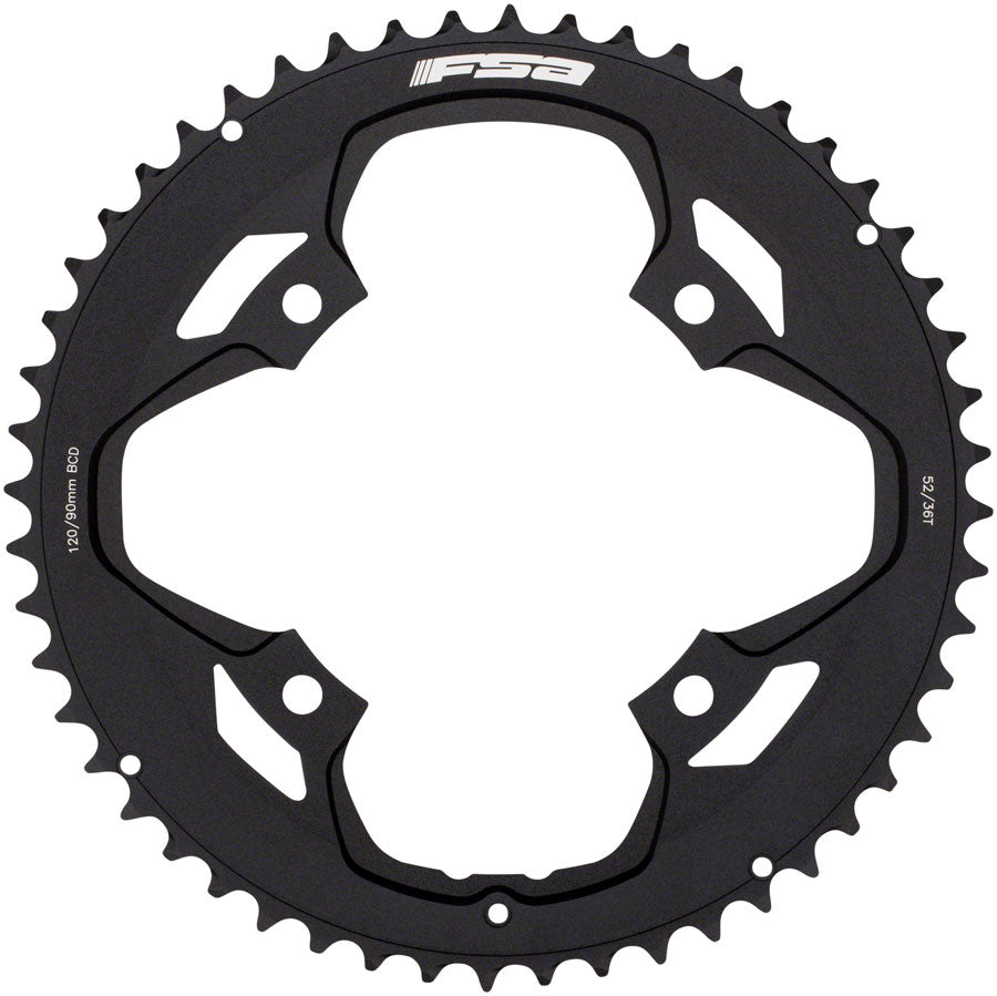 FSA Omega/Vero Pro Road Double Chainring - 52t, 120 BCD, Aluminum, N-11, Black