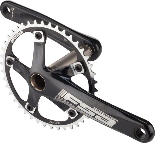 FSA (Full Speed Ahead) Gossamer Tandem Front Crankset - 175mm, Single Speed, 42t, 130 BCD, FSA MegaExo Spindle Interface, Black