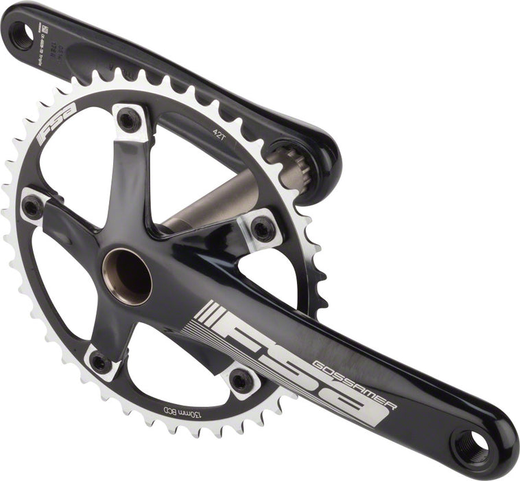 FSA (Full Speed Ahead) Gossamer Tandem Front Crankset - 175mm, Single Speed, 42t, 130 BCD, FSA MegaExo Spindle Interface, Black