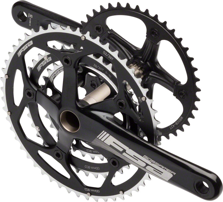 FSA (Full Speed Ahead) Gossamer Tandem Rear Crankset - 172.5mm, 10-Speed, 52/39/30t, 130/74 BCD, FSA MegaExo Spindle Interface, Black