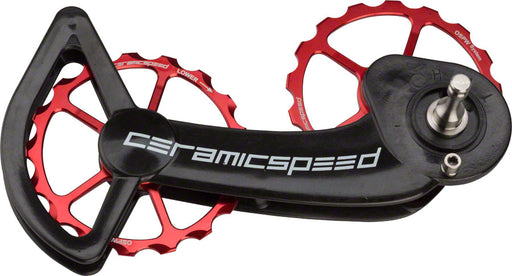 CeramicSpeed Oversized Pulley Wheel System for SRAM eTap - Alloy Pulley, Carbon Cage, Red