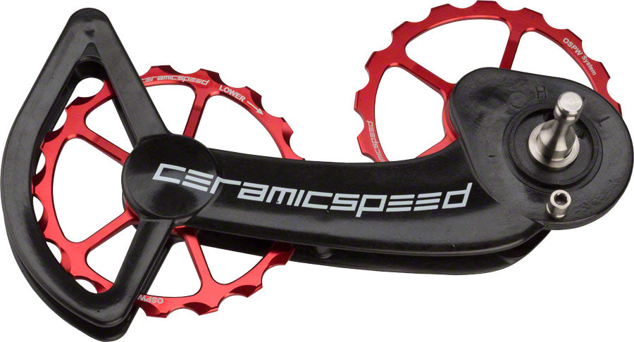 CeramicSpeed Oversized Pulley Wheel System for SRAM eTap - Alloy Pulley, Carbon Cage, Red