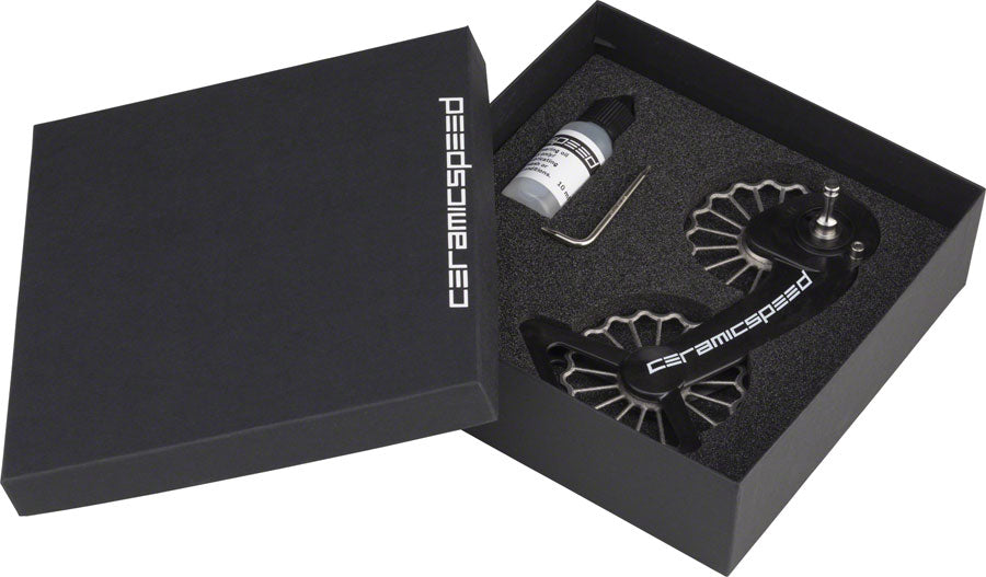 CeramicSpeed Oversized Pulley Wheel System for SRAM eTap - Coated Races, 3D Printed Titanium Pulley, Carbon Cage, Ti