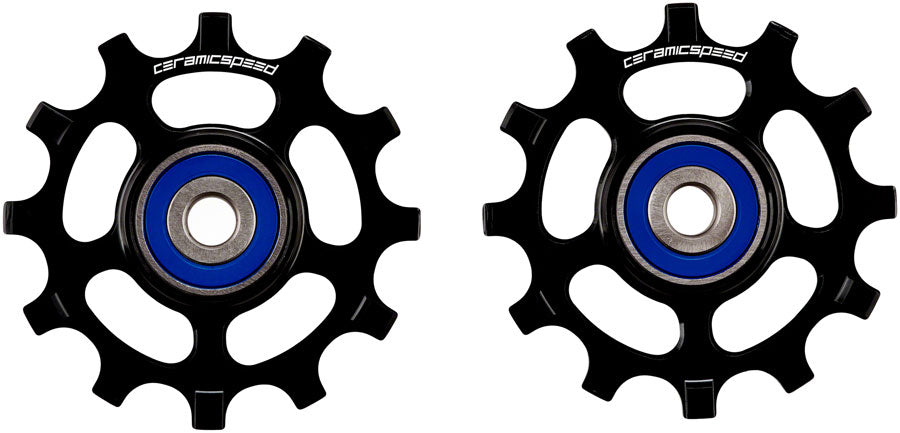 CeramicSpeed Pulley Wheels for Compatible with Shimano 11-Speed - 12 Tooth Narrow Wide, Alloy, Black