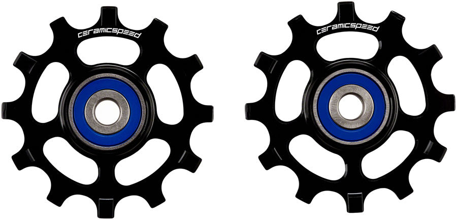 CeramicSpeed Pulley Wheels for Compatible with Shimano 11-Speed - 12 Tooth Narrow Wide, Coated Races, Alloy, Black