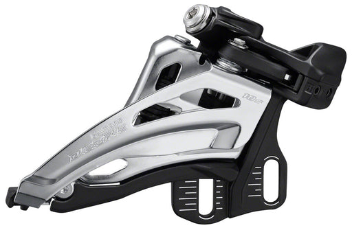 Shimano Deore FD-M4100-E Front Derailleur - 10-Speed, Double, Side Swing, Front Pull, E-Type Mount, Silver/Black