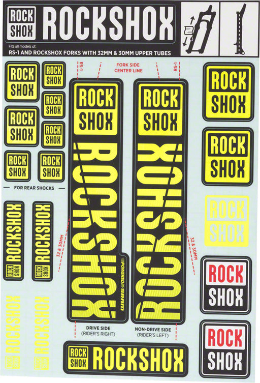 RockShox Decal Kit, 30/32mm, Yellow