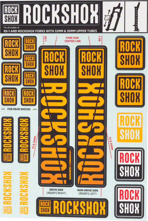 RockShox Decal Kit, 30/32mm, Orange