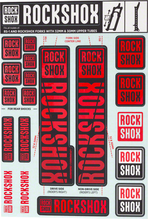 RockShox Decal Kit, 30/32mm, Red
