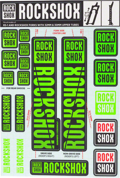 RockShox Decal Kit, 30/32mm, Green